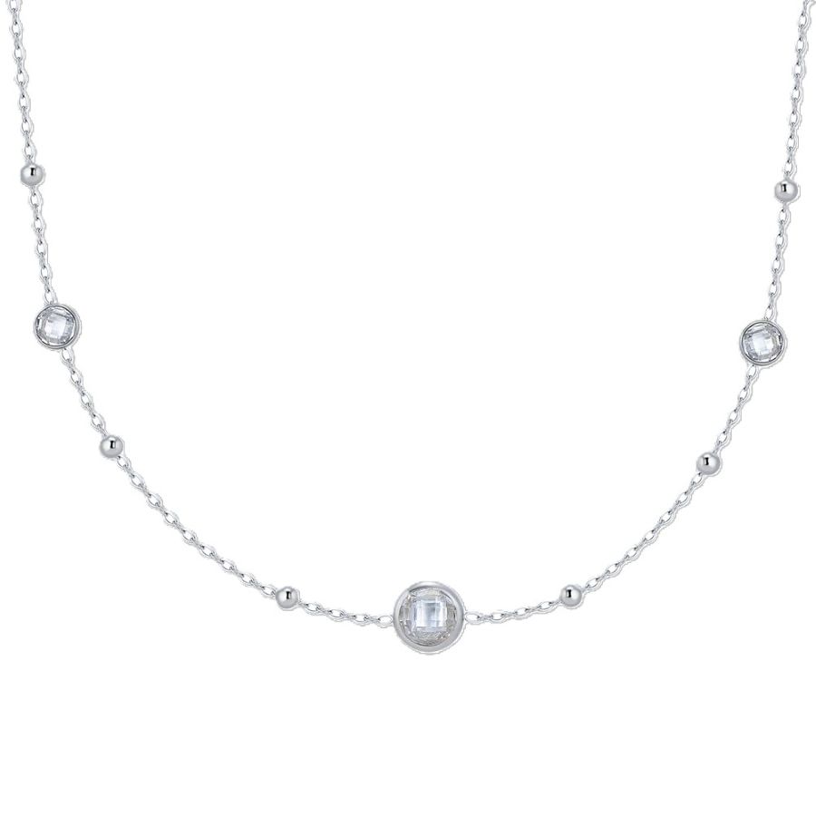 Collana Luca Barra acciaio zirconi bianchi