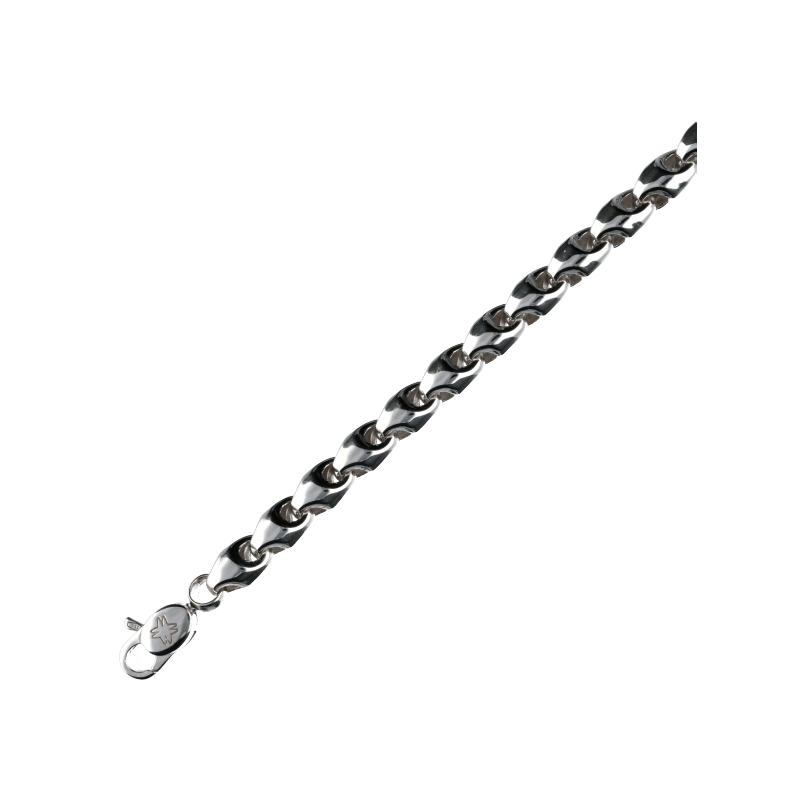 Bracciale Oro 18 kt Uomo Maglia tubolare vuota oro bianco