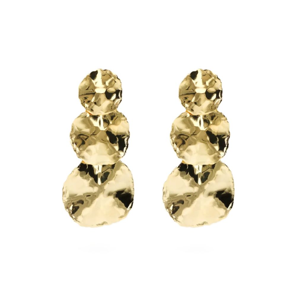 Orecchini Etrusca Gioielli Pendenti a Dischi Graduati Martellati