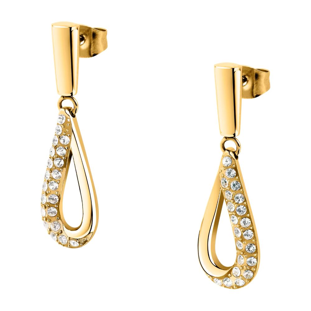 Orecchini Morellato Design pendenti dorati con cristalli