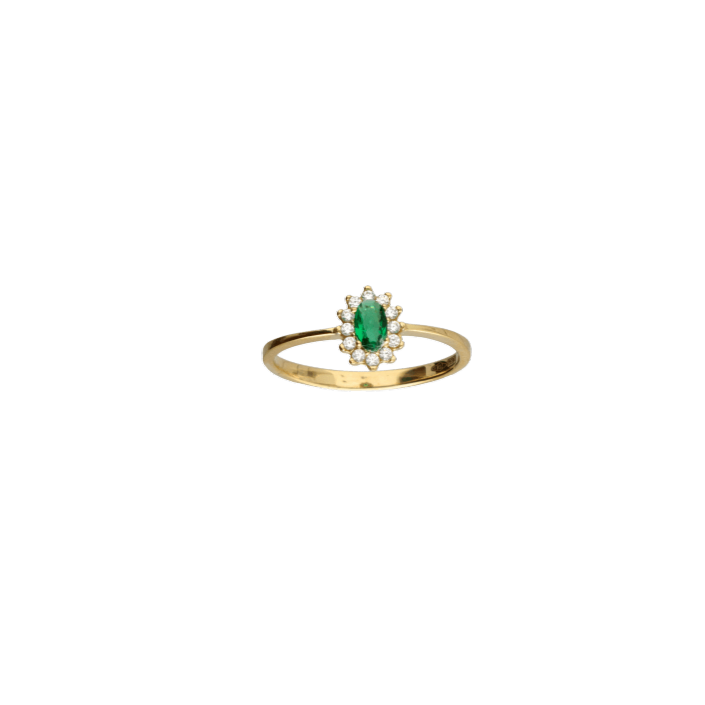 Anello Oro 18 kt Donna Lady D giallo zircone verde