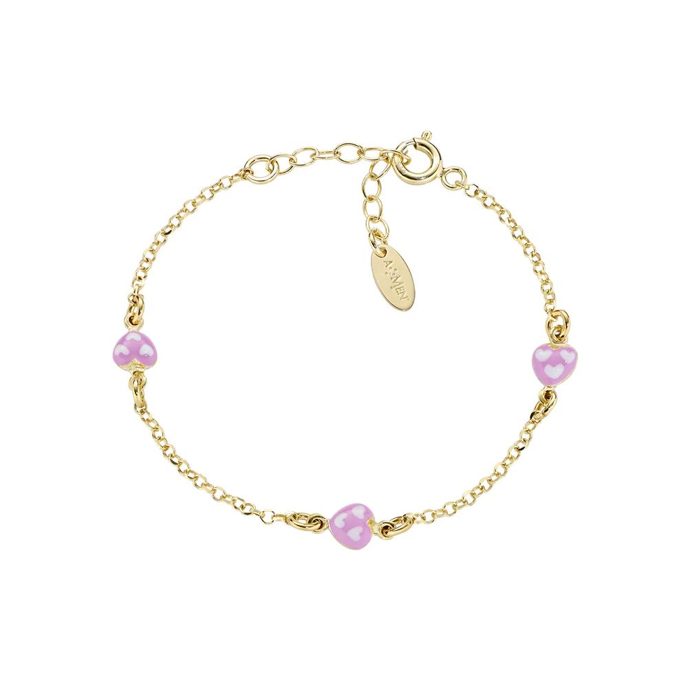 Bracciale Amen Bambina Cuori Rosa Dorato