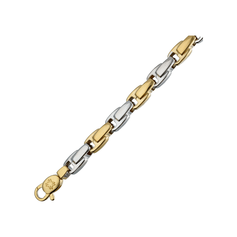 Bracciale Oro 18 kt Uomo Maglia tubolare vuota bicolore