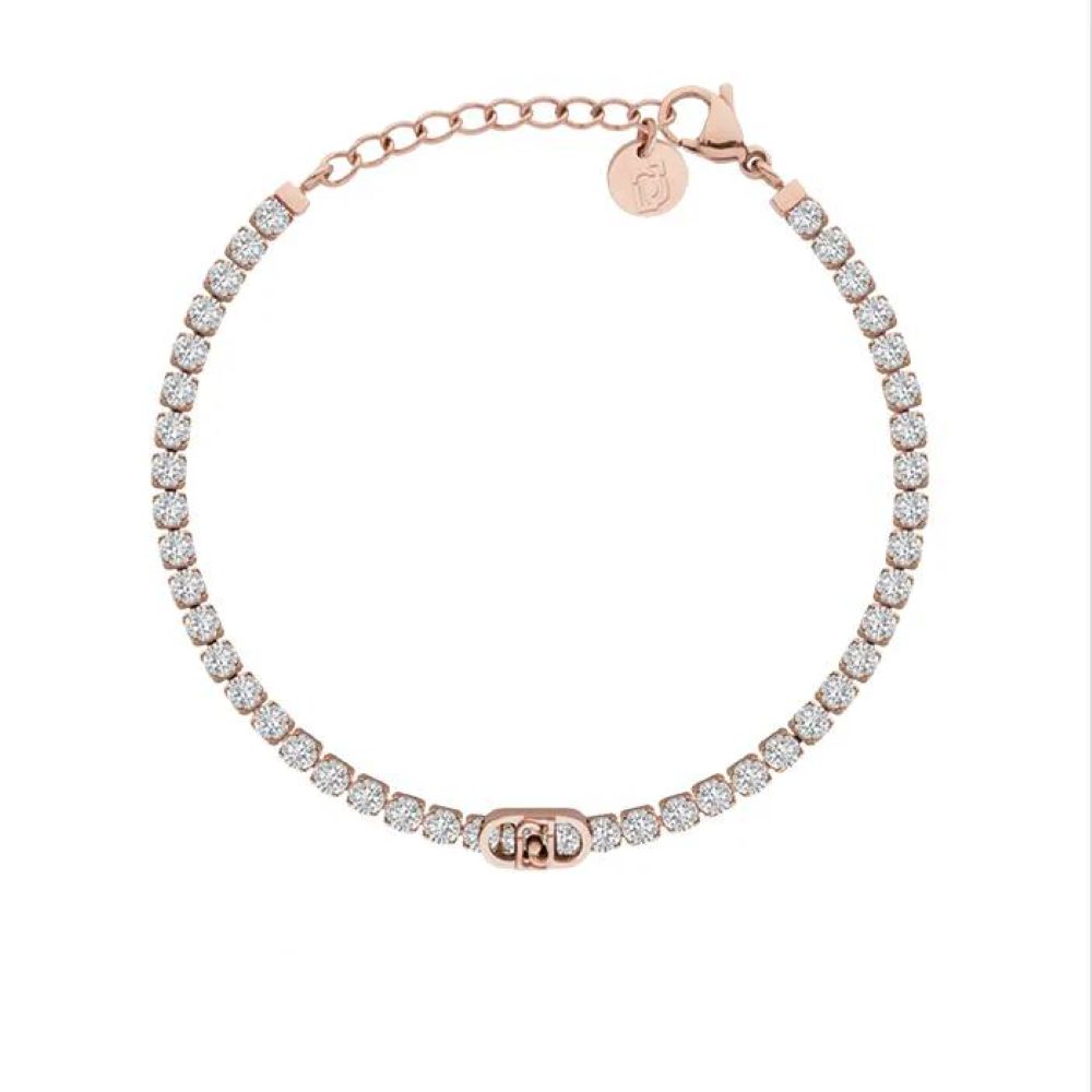 Bracciale Liu Jo Essential Tennis Rose' Gold cristalli Bianchi