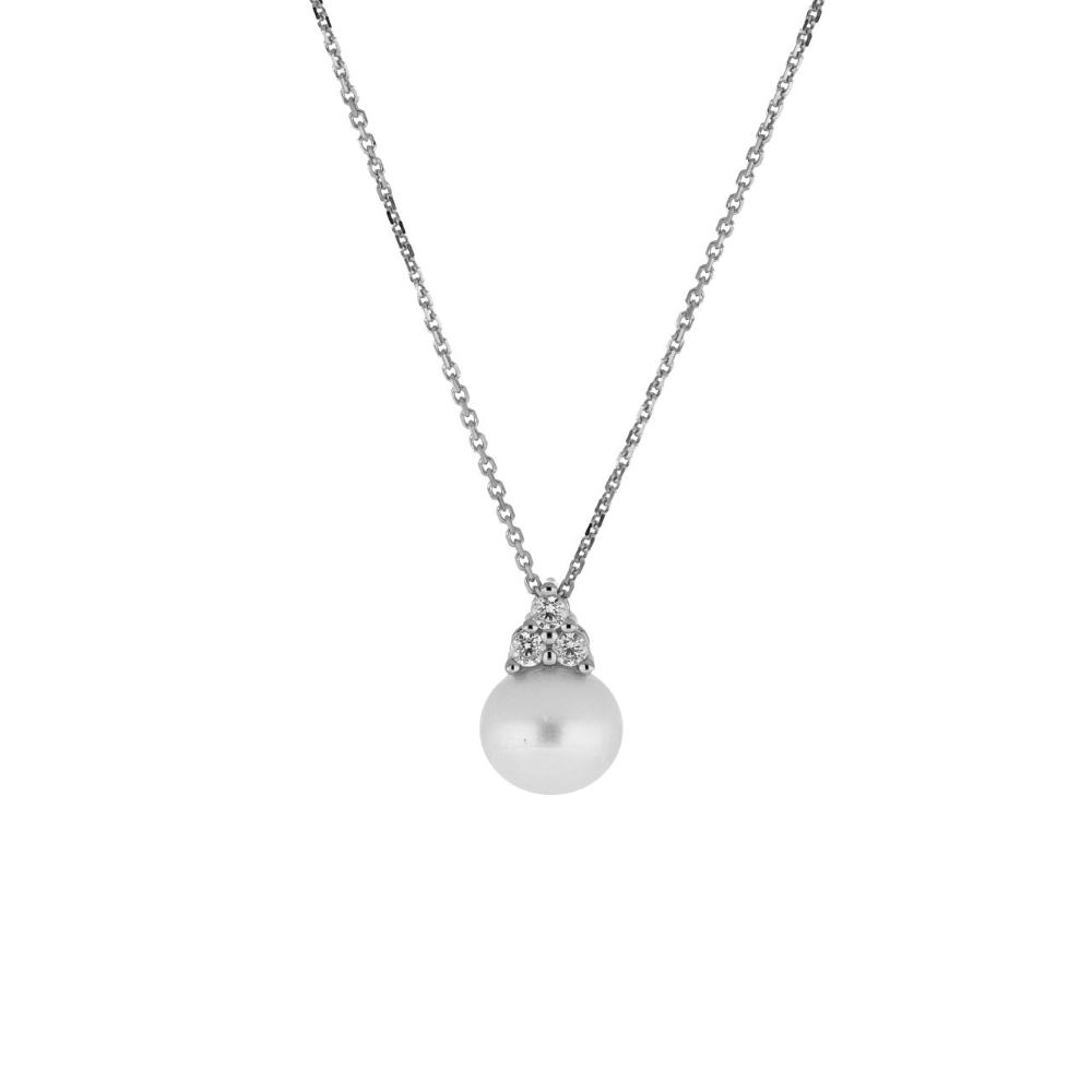 Collana I Gold pendente perla e zirconi bianchi oro 9kt