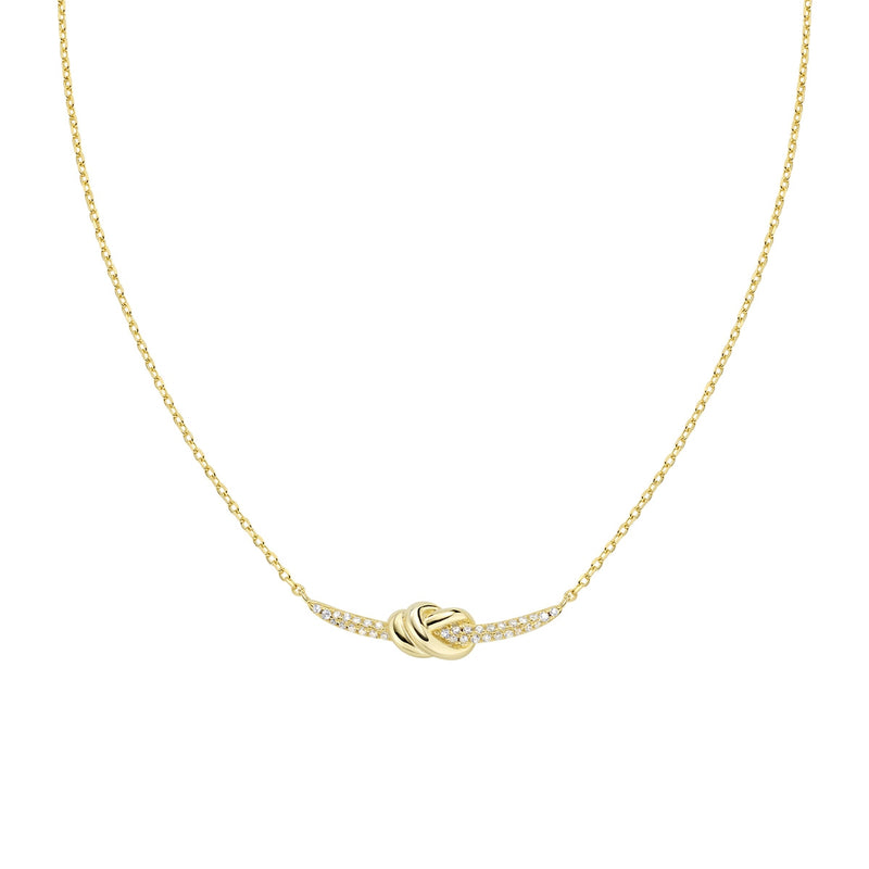 Collana Amen Nodo d'Amore in Ottone Dorato con Zirconi