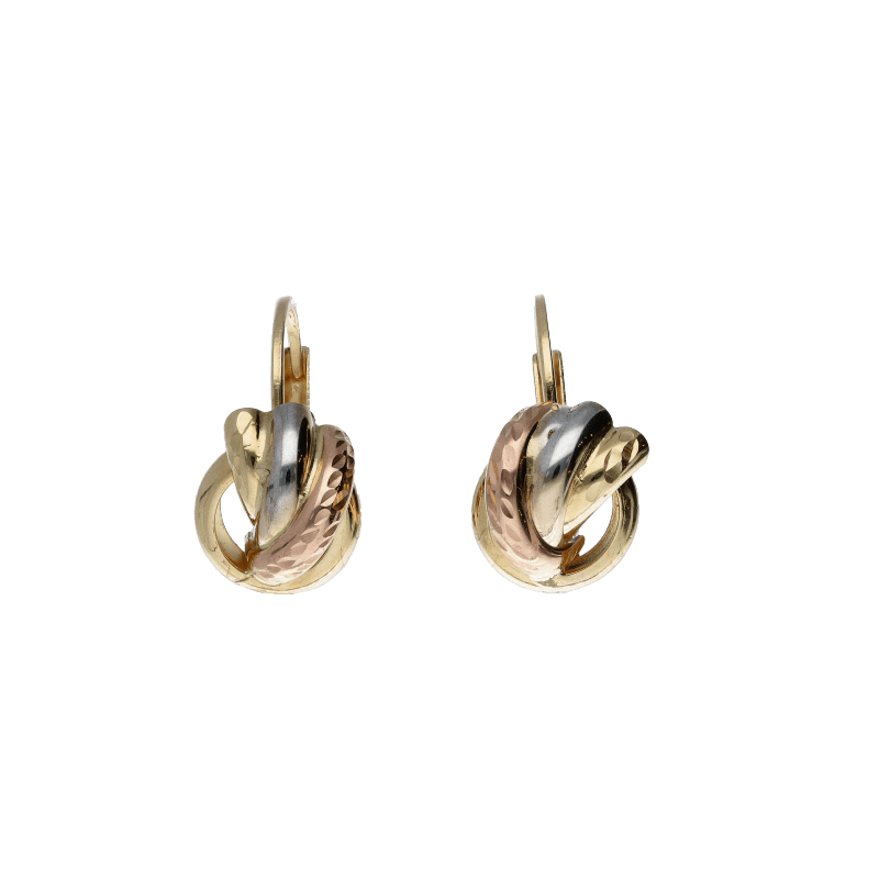 Orecchini Oro 18 kt intreccio tre colori a monachella