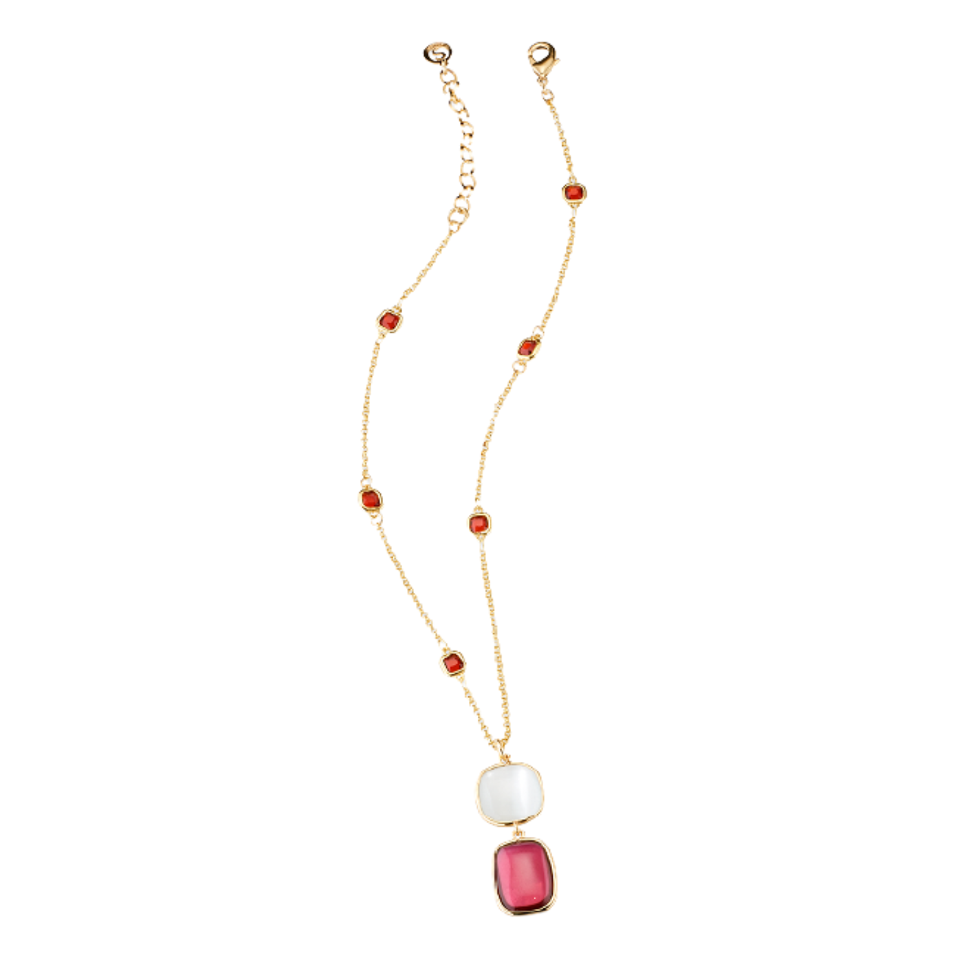 Collana Sovrani Ottone dorato con pietre color rubino