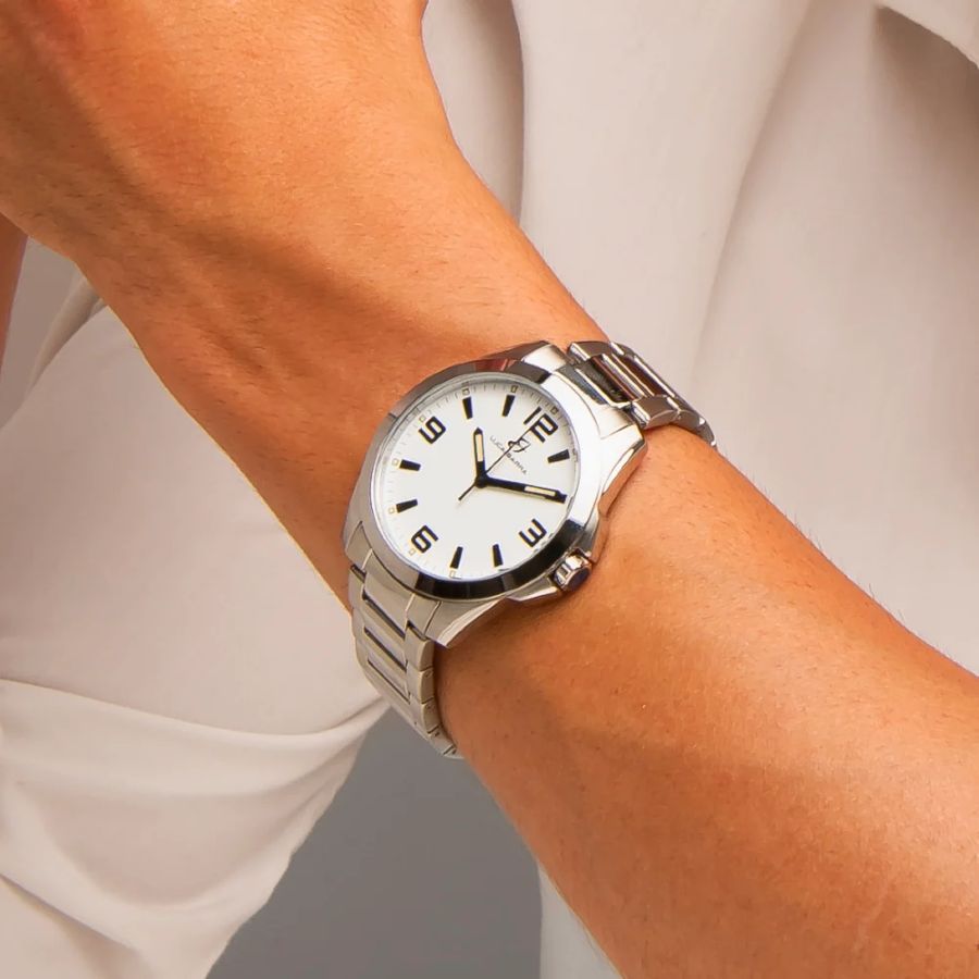 Orologio Luca Barra acciaio quadrante bianco 40mm