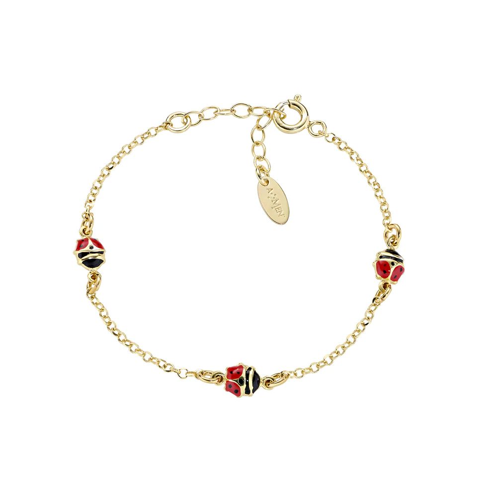 Bracciale Amen Bambina Coccinelle Rosse Dorato