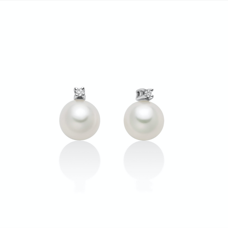Orecchini Miluna Perle 6,5-7 oro 9kt e diamante