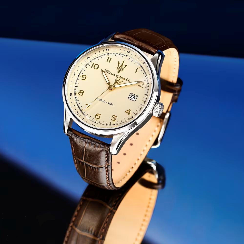 Orologio Maserati Sorpasso 42mm Ivory pelle marrone