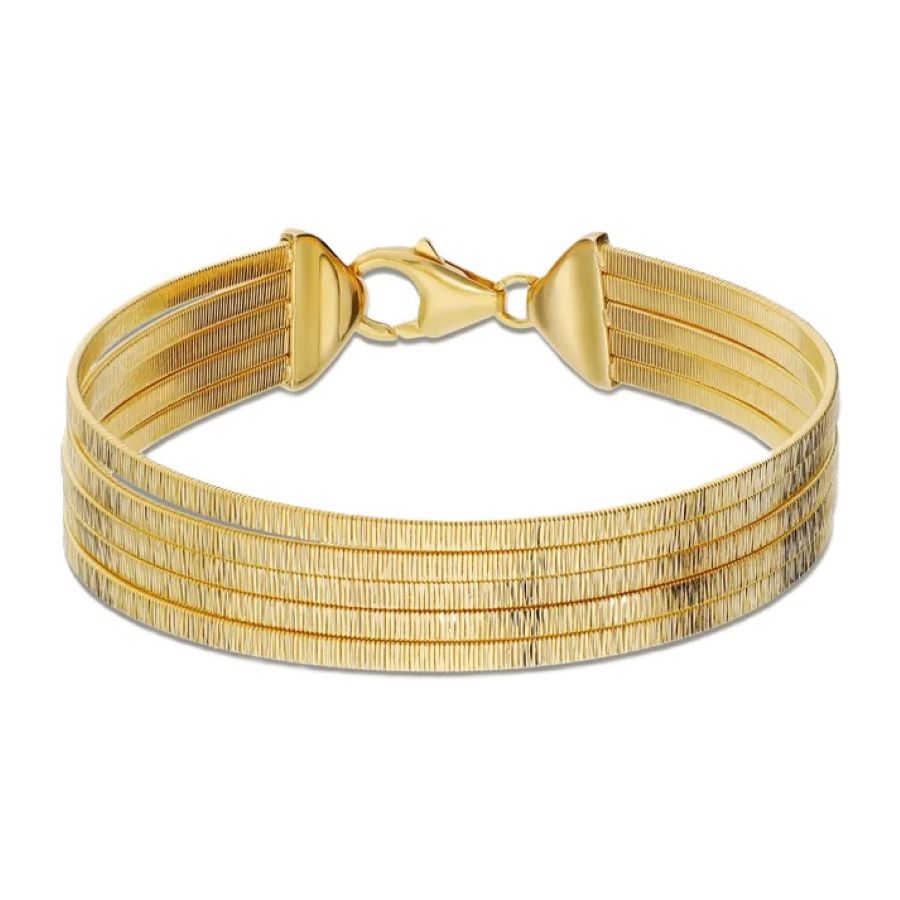 Bracciale Etrusca Gioielli Maglia Omega Diamantata Placcato Oro 18Kt