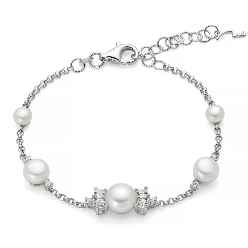 Bracciale Miluna Andromeda con perle Oriente e topazi bianchi