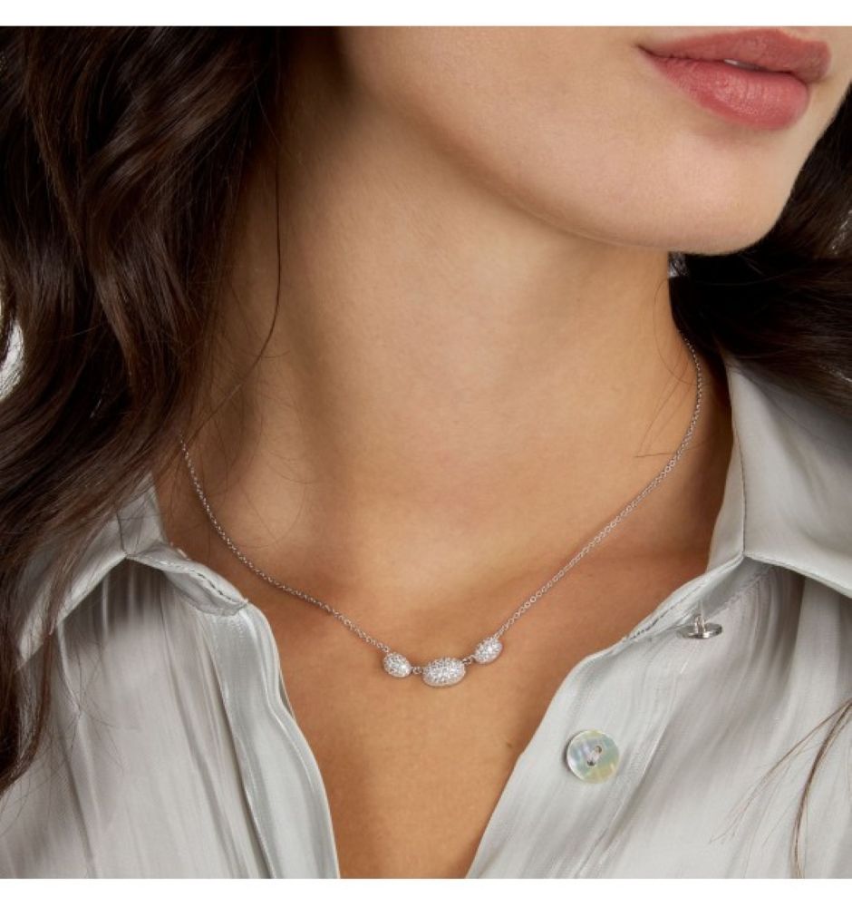 Collana Morellato 3 Pave Argento Bianca