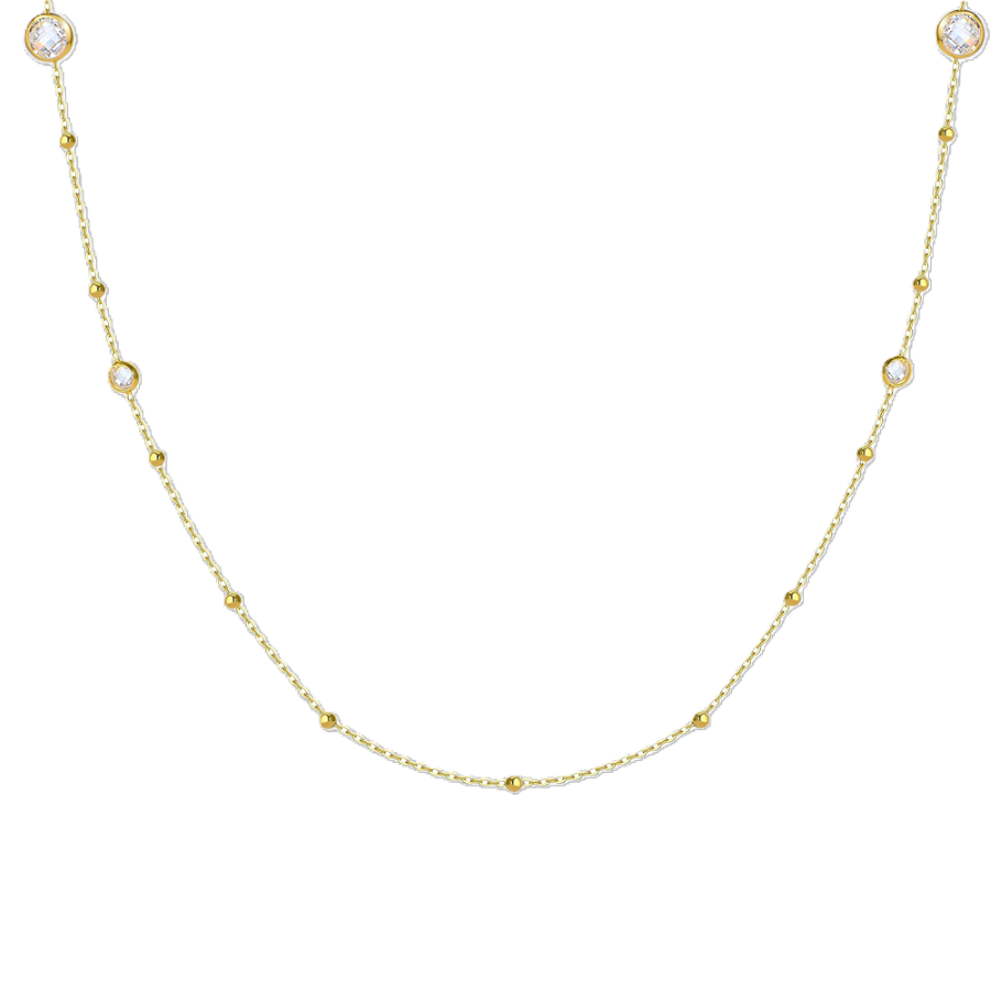 Collana Luca Barra acciaio ip gold zirconi bianchi