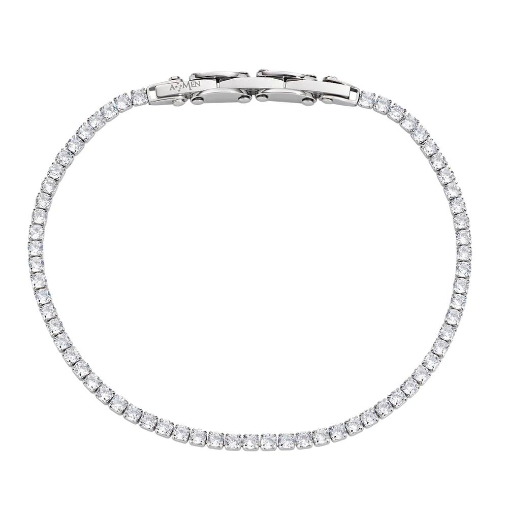 Bracciale Amen Tennis in Acciaio con Zirconi Bianchi 2,5 mm