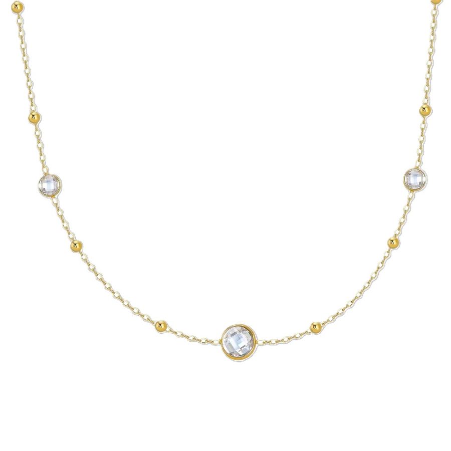 Collana Luca Barra acciaio ip gold zirconi bianchi