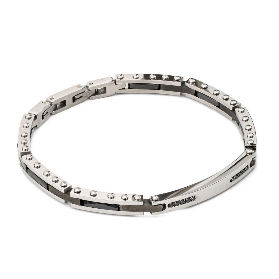 Bracciale Boccadamo in acciaio con zirconi neri