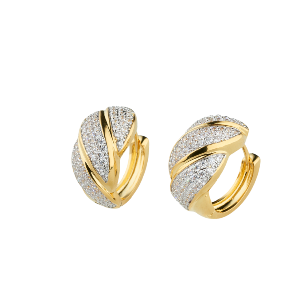 Orecchini Sovrani in ottone finitura oro 18 kt e cubic zirconia