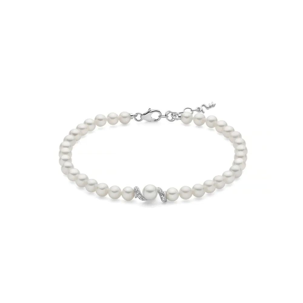 Bracciale Miluna di perle Eclissi con centrale in argento e topazi