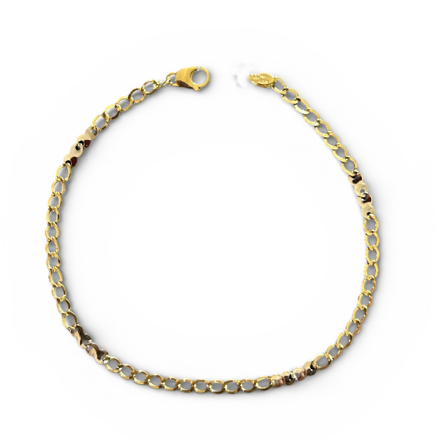Bracciale Oro 18 kt Uomo giallo e bianco maglia piatta
