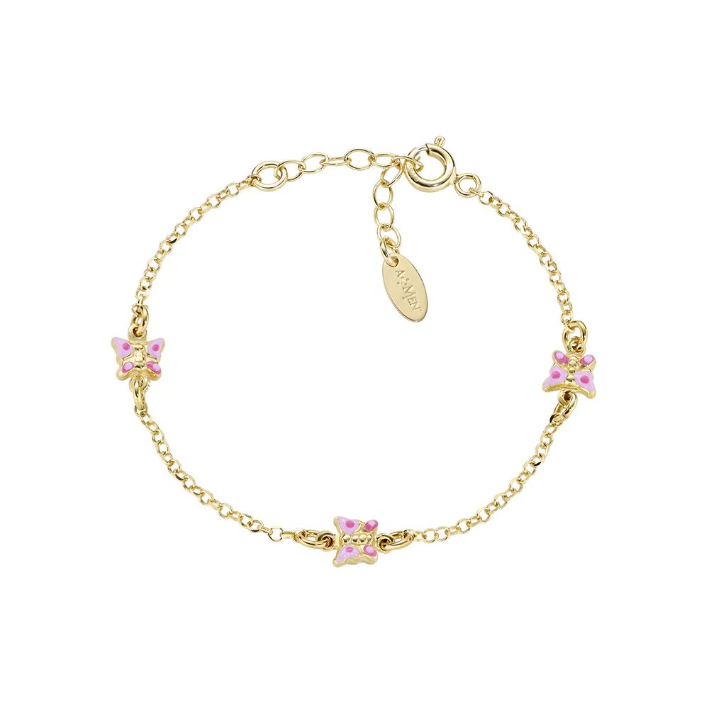 Bracciale Amen Bambina Farfalle Rosa Dorato