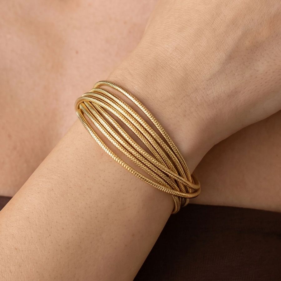 Bracciale Etrusca Gioielli Multifilo Tubogas Placcato Oro 18Kt