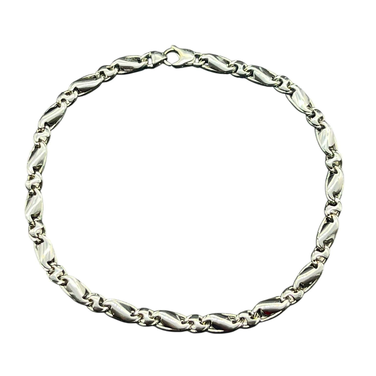 Bracciale Oro 18 kt Uomo oro bianco maglia a chicco intrecciata