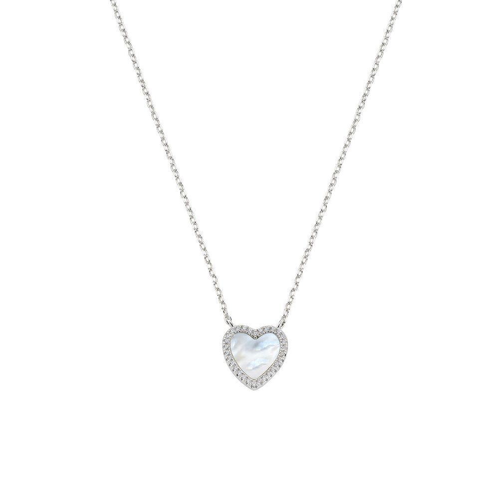 Collana Amen Argentata Cuore con Madreperla