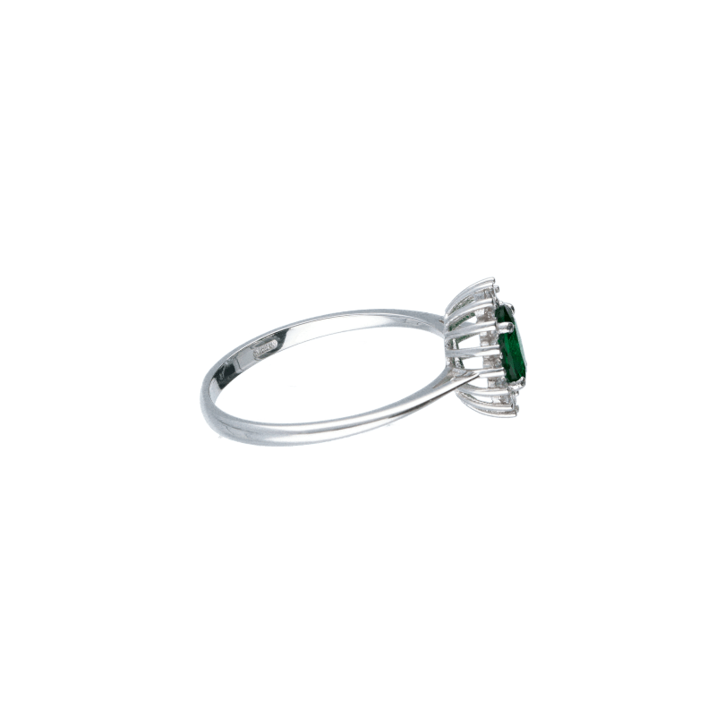 Anello Oro 18 kt Donna Lady D Bianco zircone verde