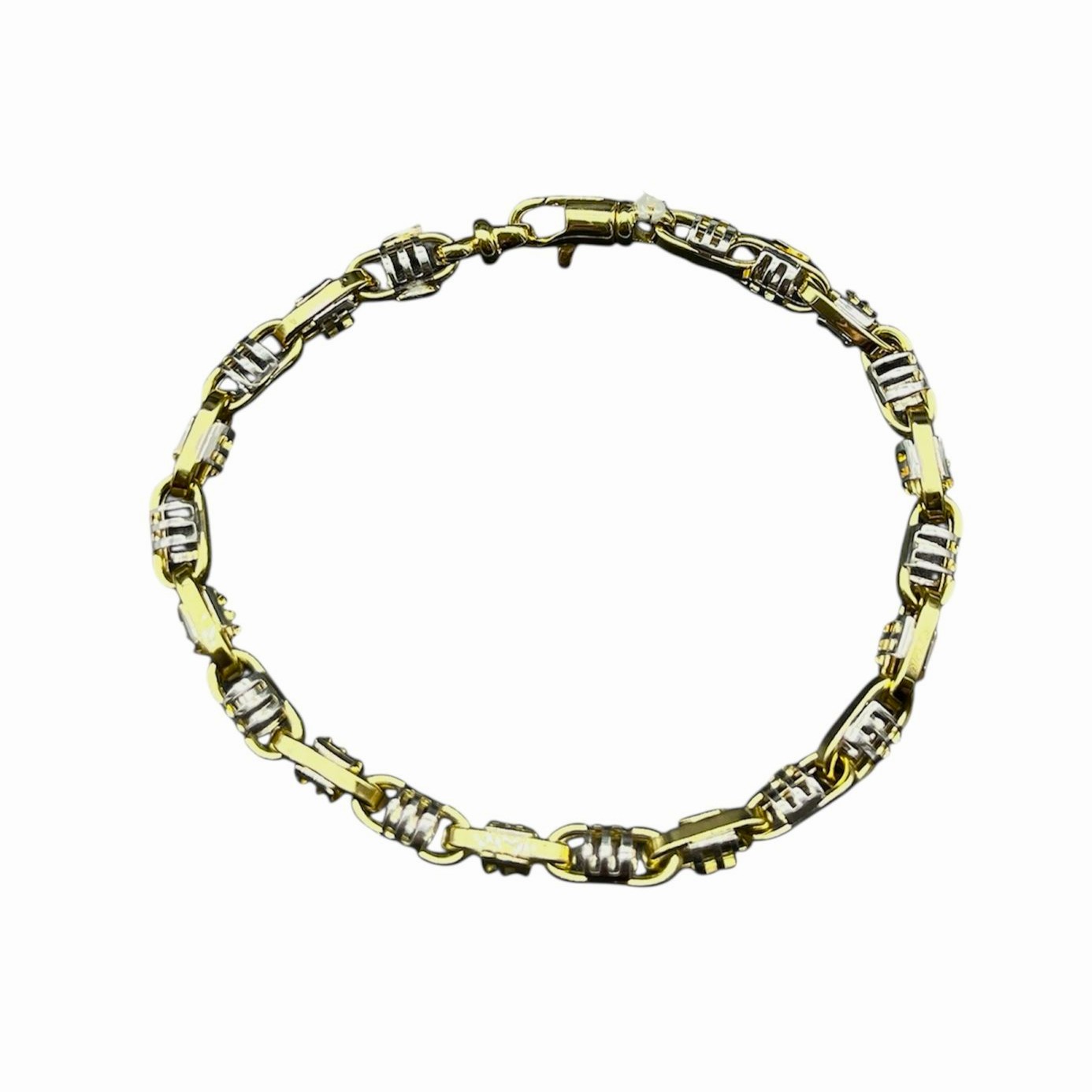 Bracciale Oro 18 kt Uomo maglia tubolare oro giallo e bianco