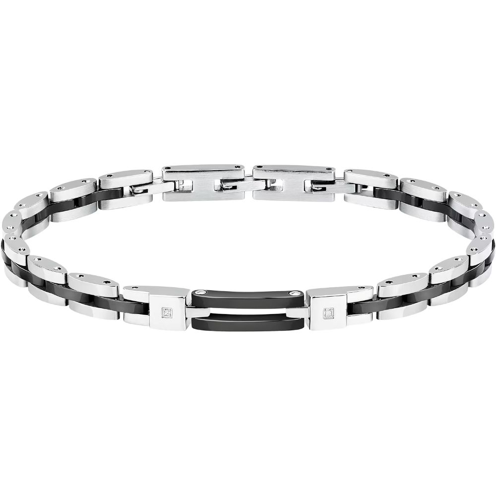 Bracciale Sector Ceramic nero acciaio con diamanti ct 0.009
