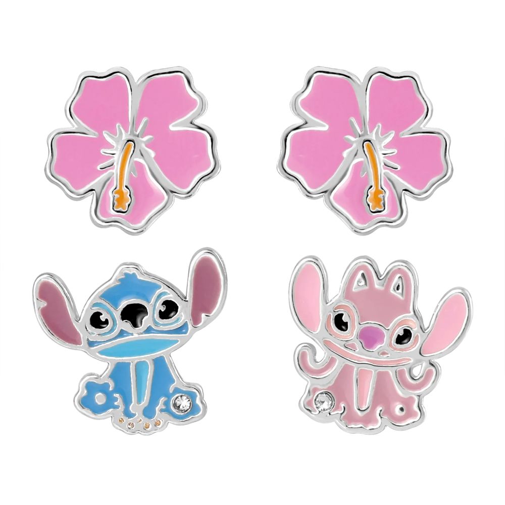 Orecchini Disney Stitch Set fiore Stitch e Angel