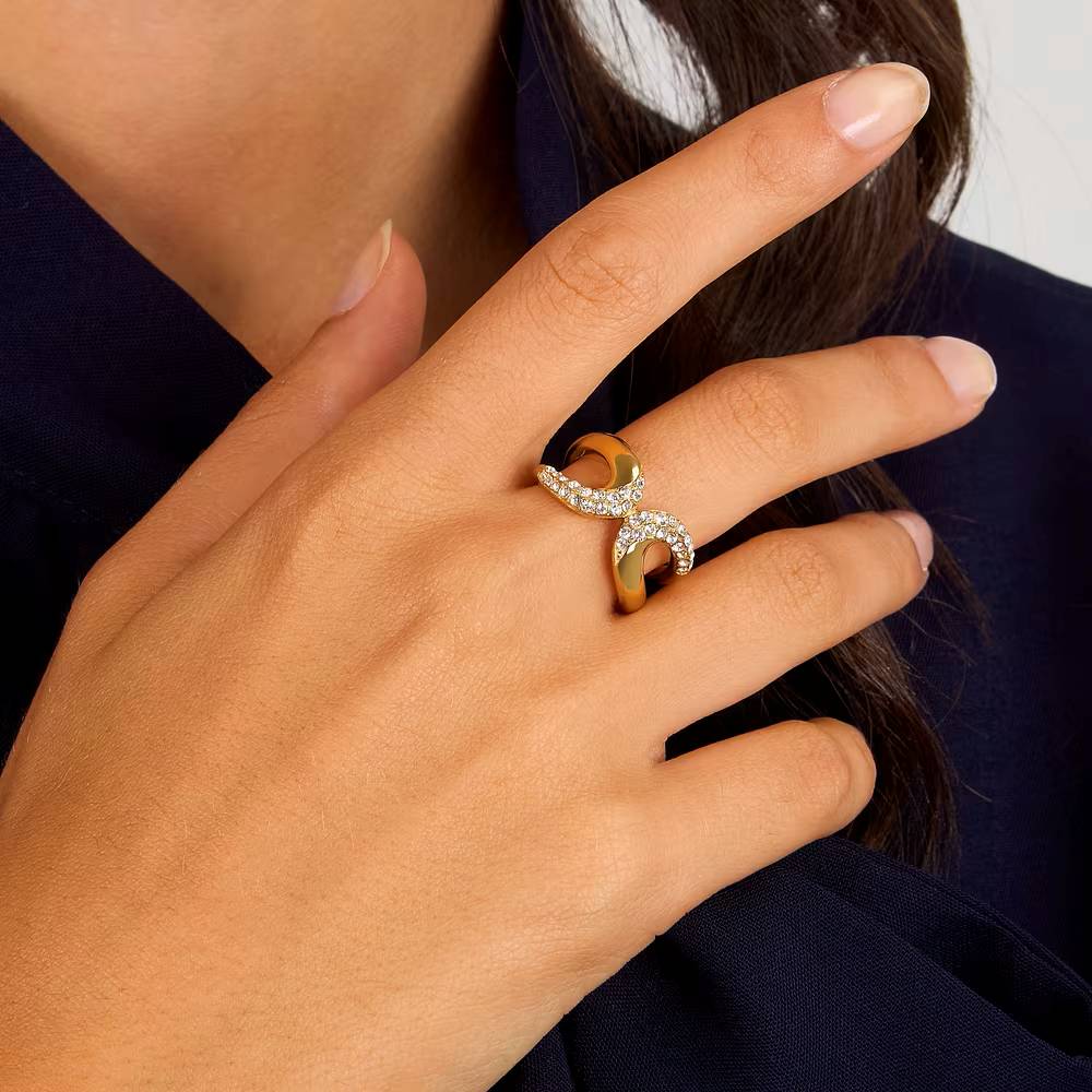 Anello Morellato Design fascia dorata con cristalli mis16