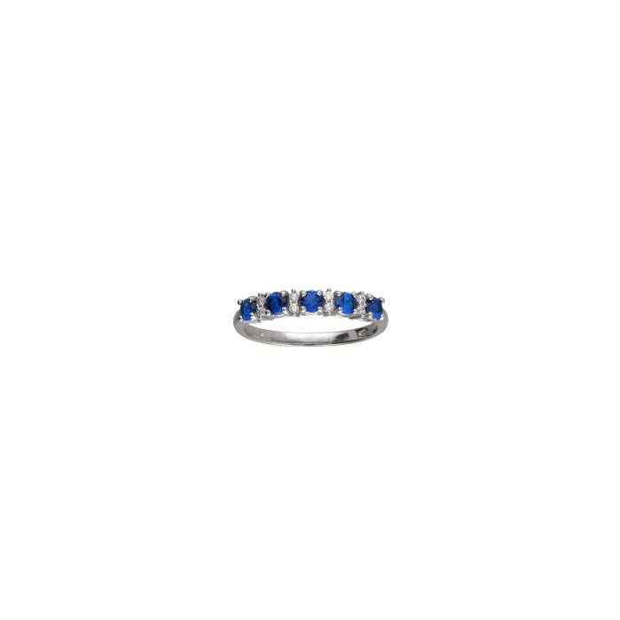 Anello Oro 18 kt Donna riviera con zirconi blu e bianchi