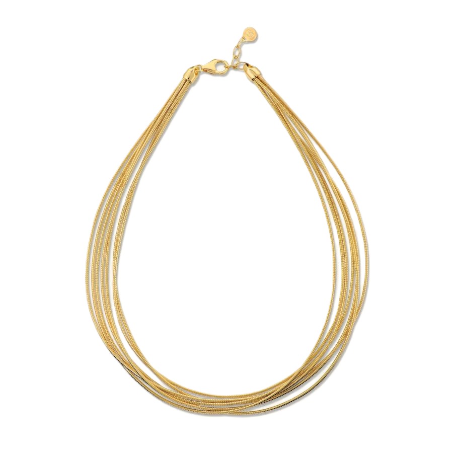 Collana Multifilo Maglia Tubogas Placcata Oro 18Kt