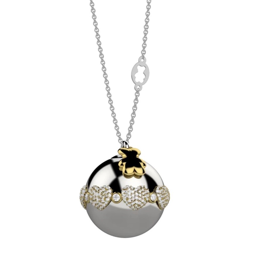 Collana Nanan chiama angeli Ottone Cuori Strass Dorato