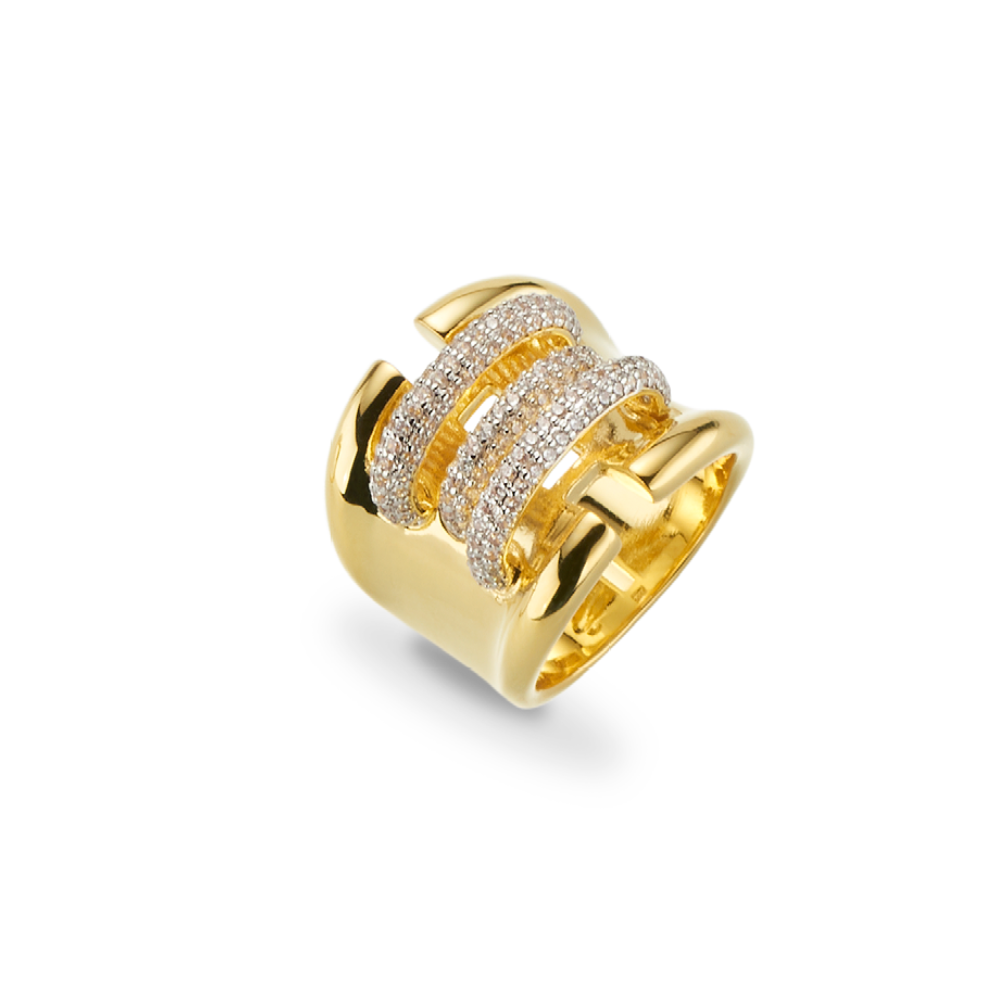 Anello Sovrani in ottone finitura oro 18 kt con cubic zirconia