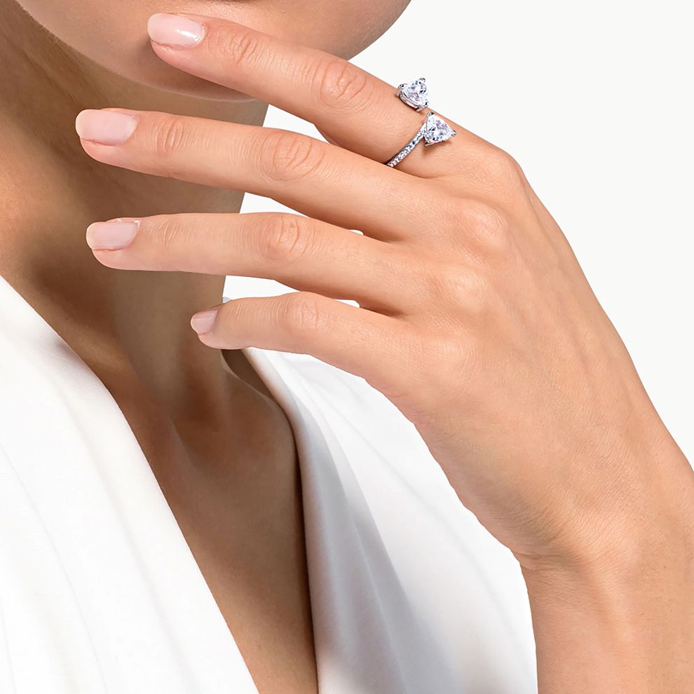 Anello Swarovski Mesmera Taglio Heart Bianco rodiato 60