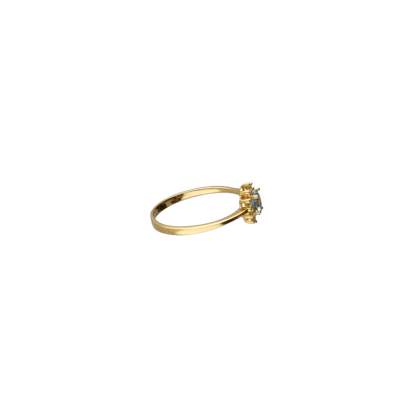 Anello Oro 18 kt Donna Lady D giallo zircone azzurro