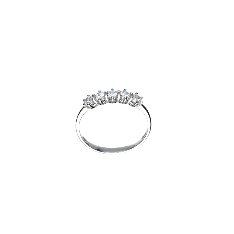Anello Oro 18 kt Donna Veretta con 5 Zirconi bianchi