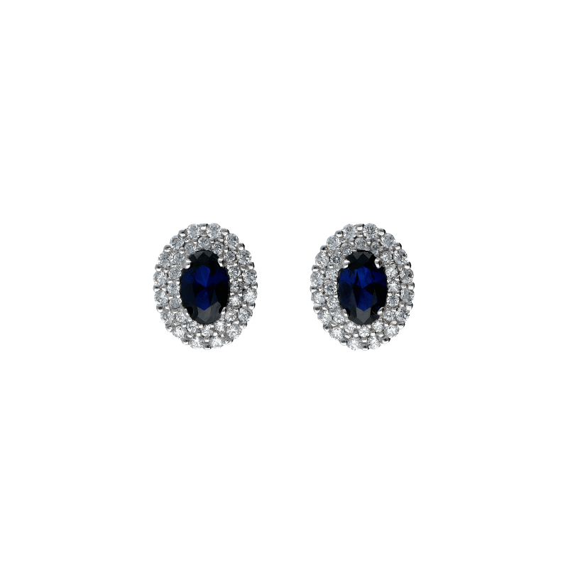 Orecchini Oro 18 kt bianco con zirconi colorati