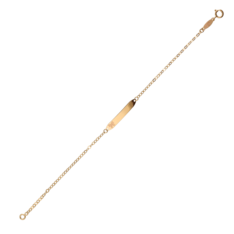 Bracciale Oro 18 kt Bimba targhetta con fiocco