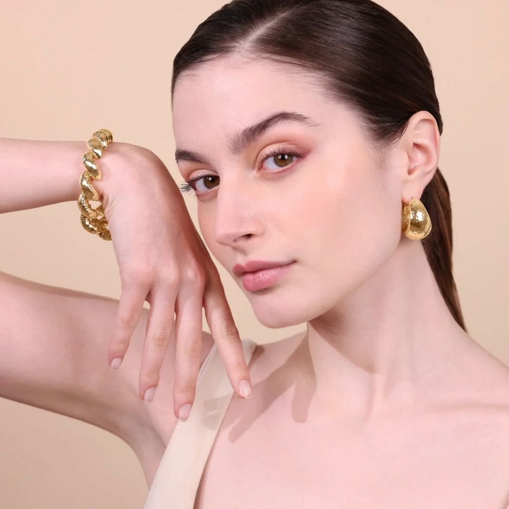 Bracciale Etrusca Gioielli Rigido Martellato Catena San Marco