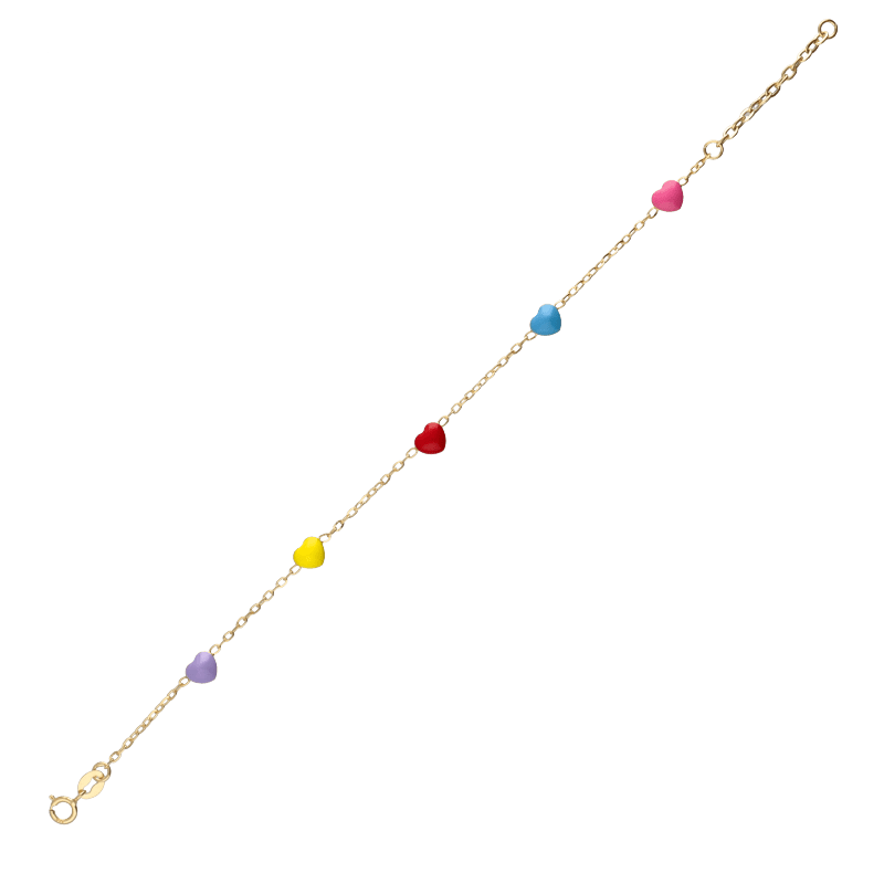 Bracciale Oro 18 kt Bimba cuori smaltati