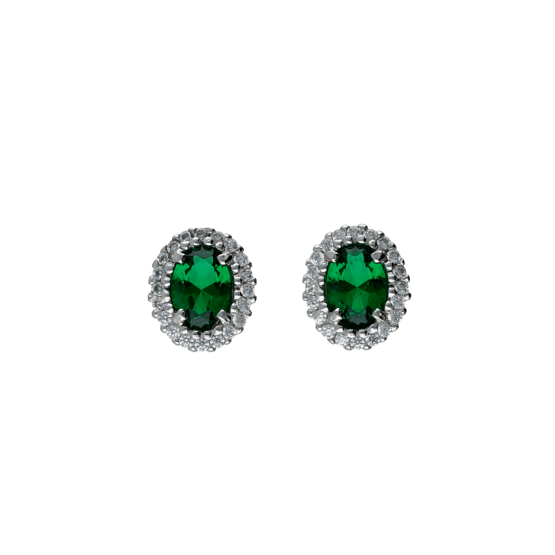 Orecchini Oro 18 kt bianco con zirconi colorati