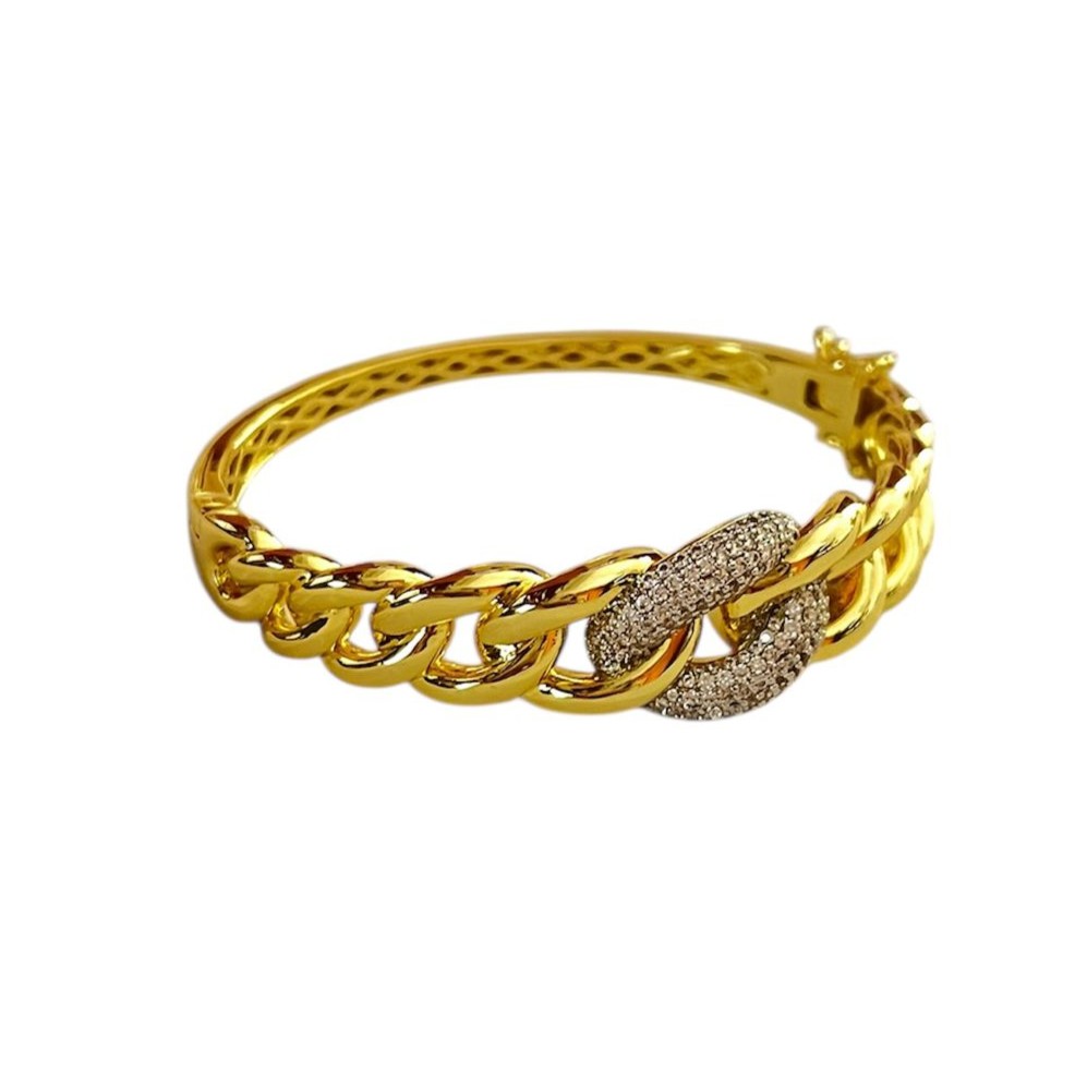 Bracciale Sovrani rigido ottone dorato e zirconi