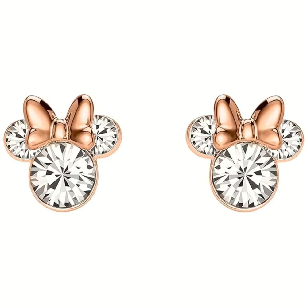 Orecchini Disney Minnie Mouse Cristalli Bianchi rosè gold
