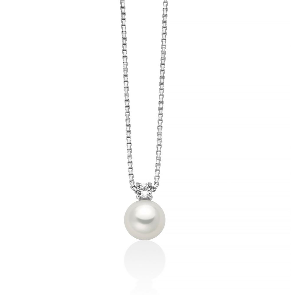Collana Miluna Eva con perla Oriente e topazio bianco